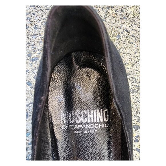 MOSCHINO Cheap And Chic Black Embellished Suede Pumps Heels - Picture 9 of 10